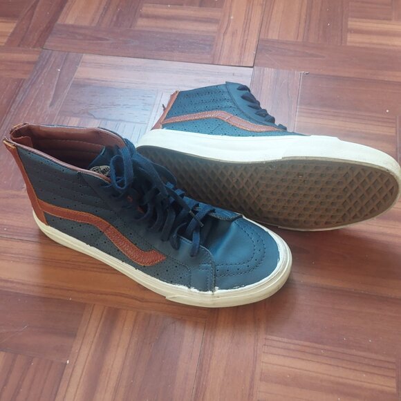 Vans Sk8- Hi Reissue Zip-Navy/Brown - Picture 3 of 5